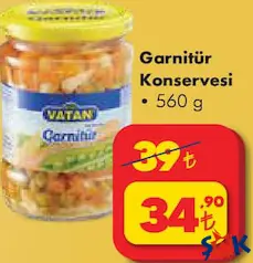 BİZİM VATAN GARNİTÜR KONSERVESİ 560 G fiyat ve kampanya bilgisi